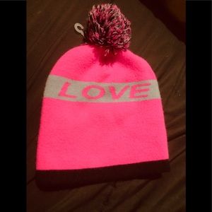Pink color with black beanie with L-O_V-E